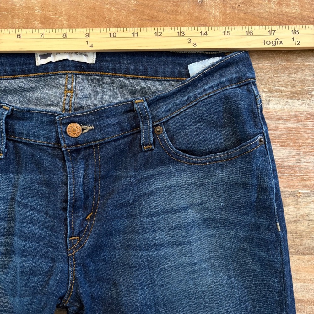 Levis 524 Too Superlow Jeans Womens 11S Dark Wash Slim Straight Denim W30 Y2K - Picture 6 of 10